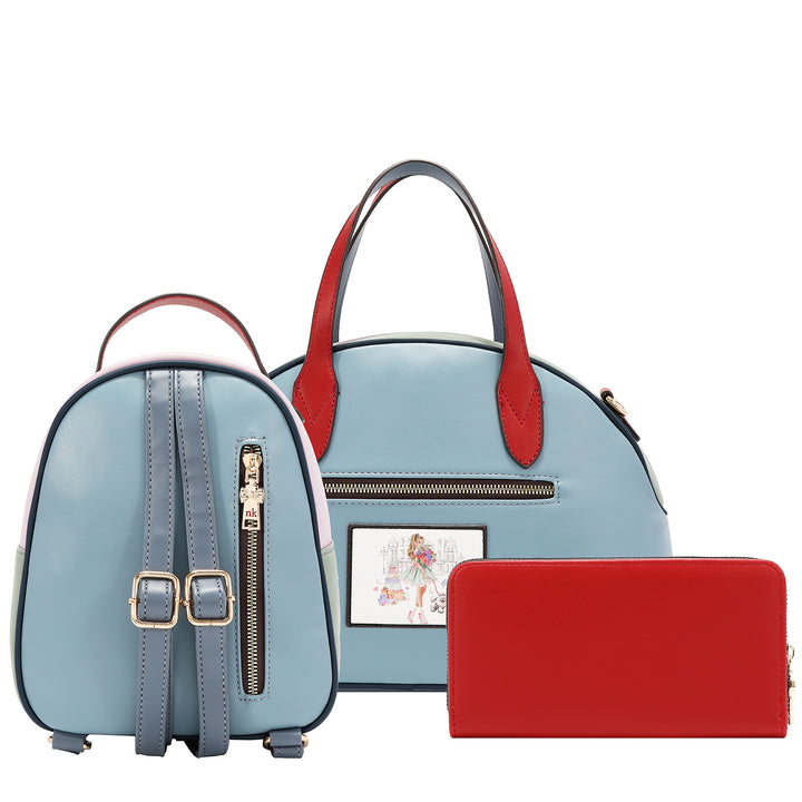 GLAMOROUS WALK 3PC SET (SATCHEL, MINI BACKPACK, WALLET)