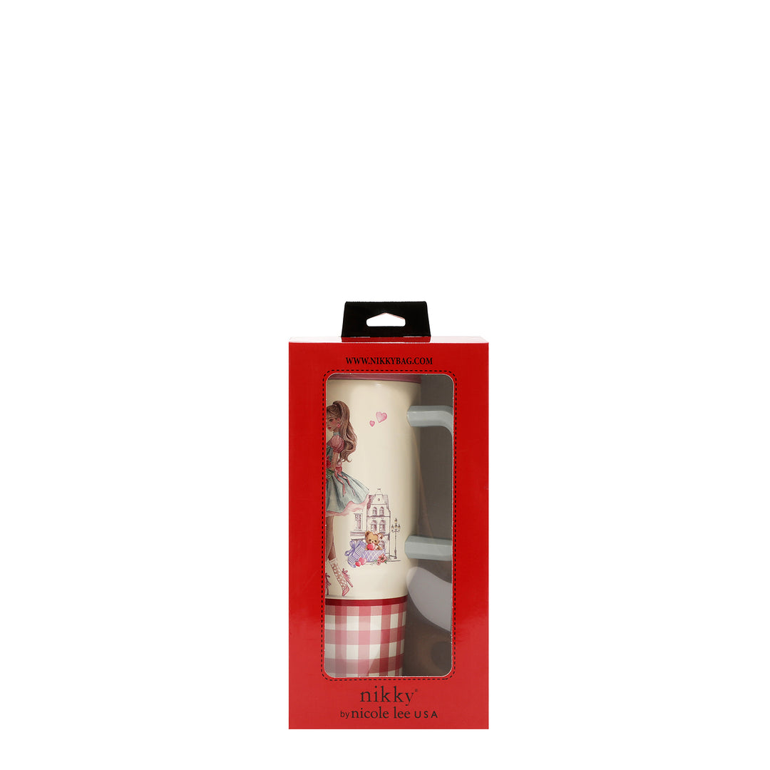 HANDLED TUMBLER WITH ACCENT CHERRY STRAW