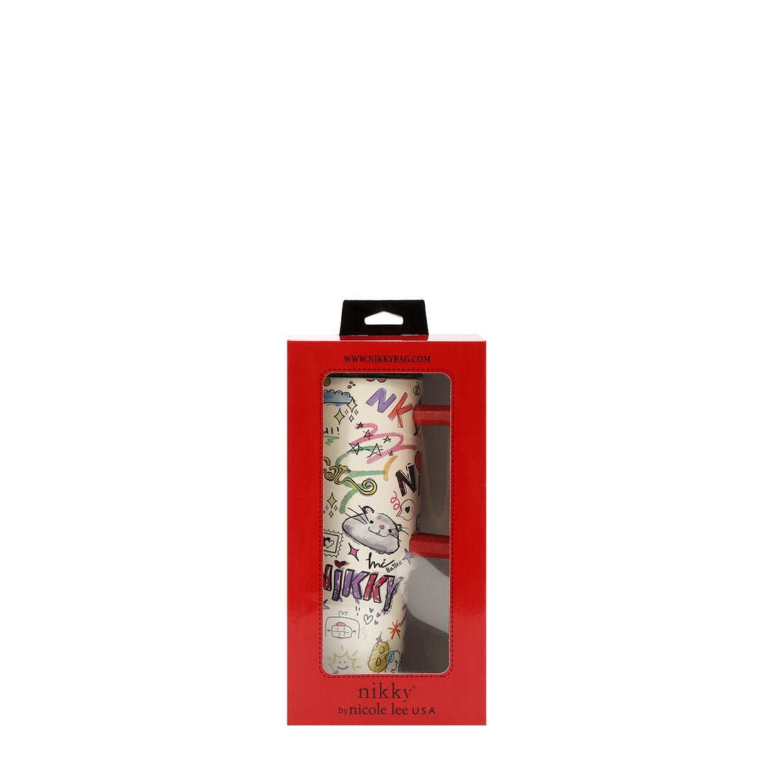 HANDLED TUMBLER WITH ACCENT CHERRY STRAW