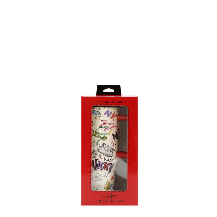 HANDLED TUMBLER WITH ACCENT CHERRY STRAW